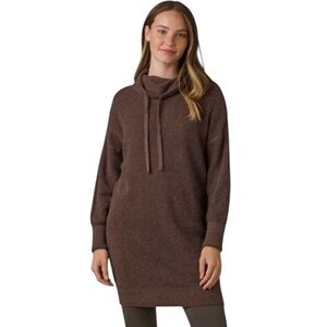 Prana Brown Cowl Neck Sweater Dress